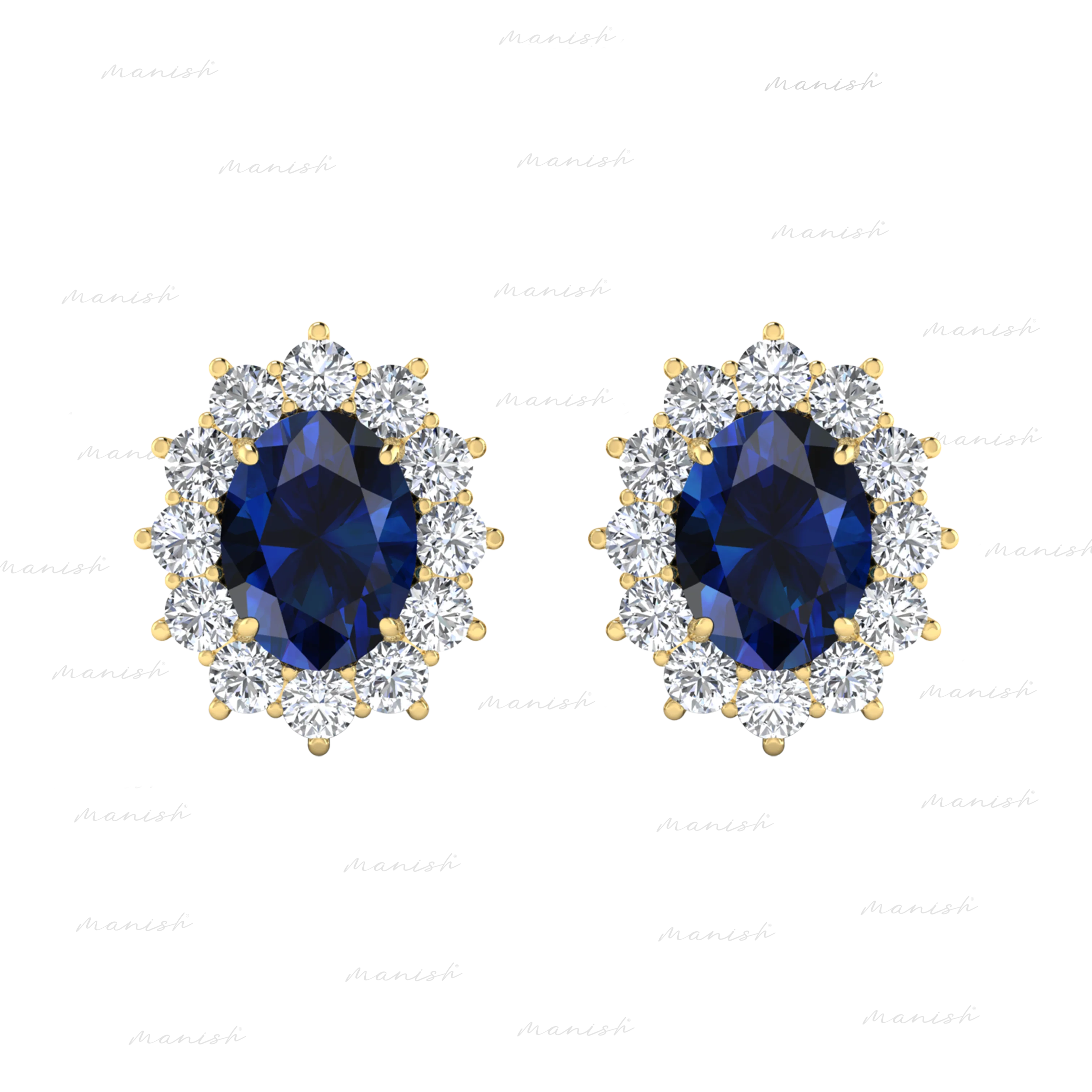 Elaf Diamond and Blue Sapphire Earrings